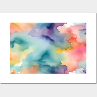 Whimsical Sky Symphony: Radiant Watercolor Bliss Posters and Art